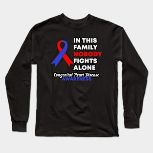 In This Family Nobody Fights Alone Congenital Heart Disease Long Sleeve T-Shirt